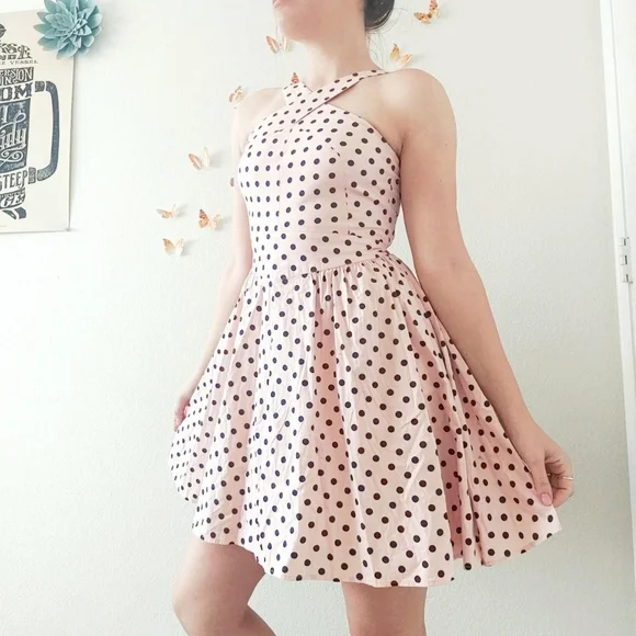 Moda International | Dresses | Pink Polka Dot Dress | Poshmark